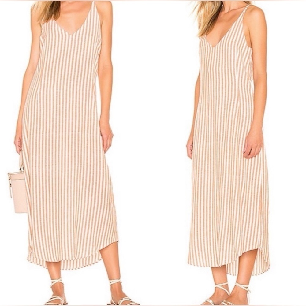 Zulu And Zephyr Rush Stripe Midi Dress Medium Orange White Beachy Vacay Resort